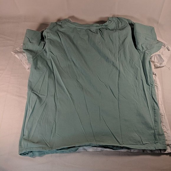 2 Zara T-Shirts Tops White Teal Blue Mint Green Pocket Detail Women's M Medium - Picture 15 of 16